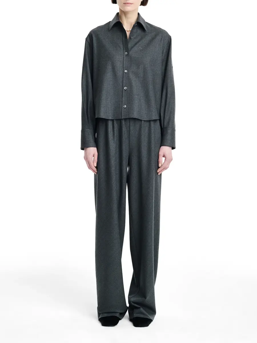 Maria McManus Button Sleeve Cropped Wool Shirt | Thumbnail 2