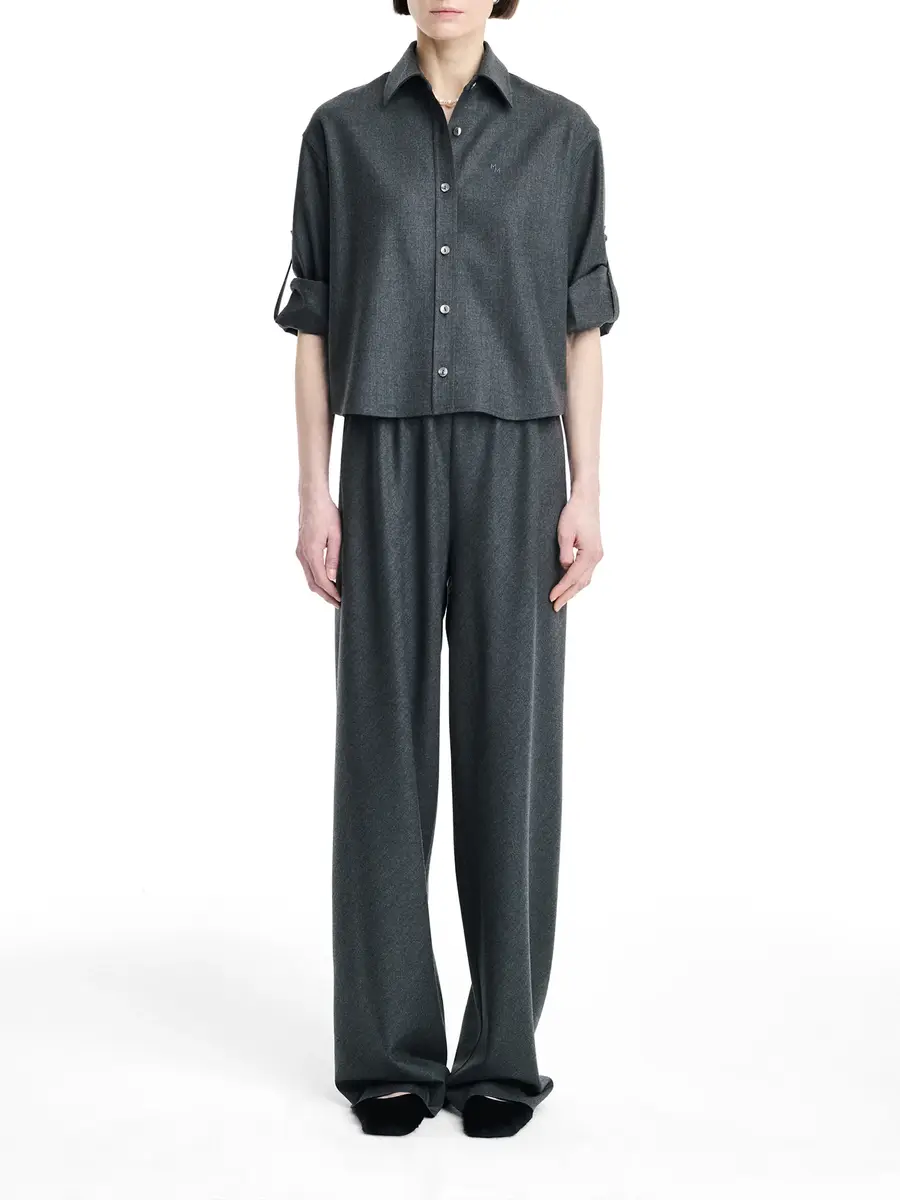 Maria McManus Button Sleeve Cropped Wool Shirt | Thumbnail 3