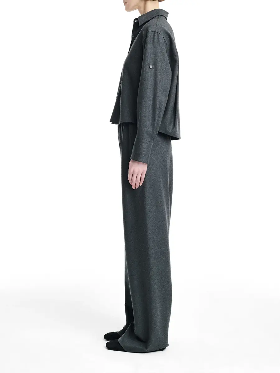 Maria McManus Button Sleeve Cropped Wool Shirt | Thumbnail 4