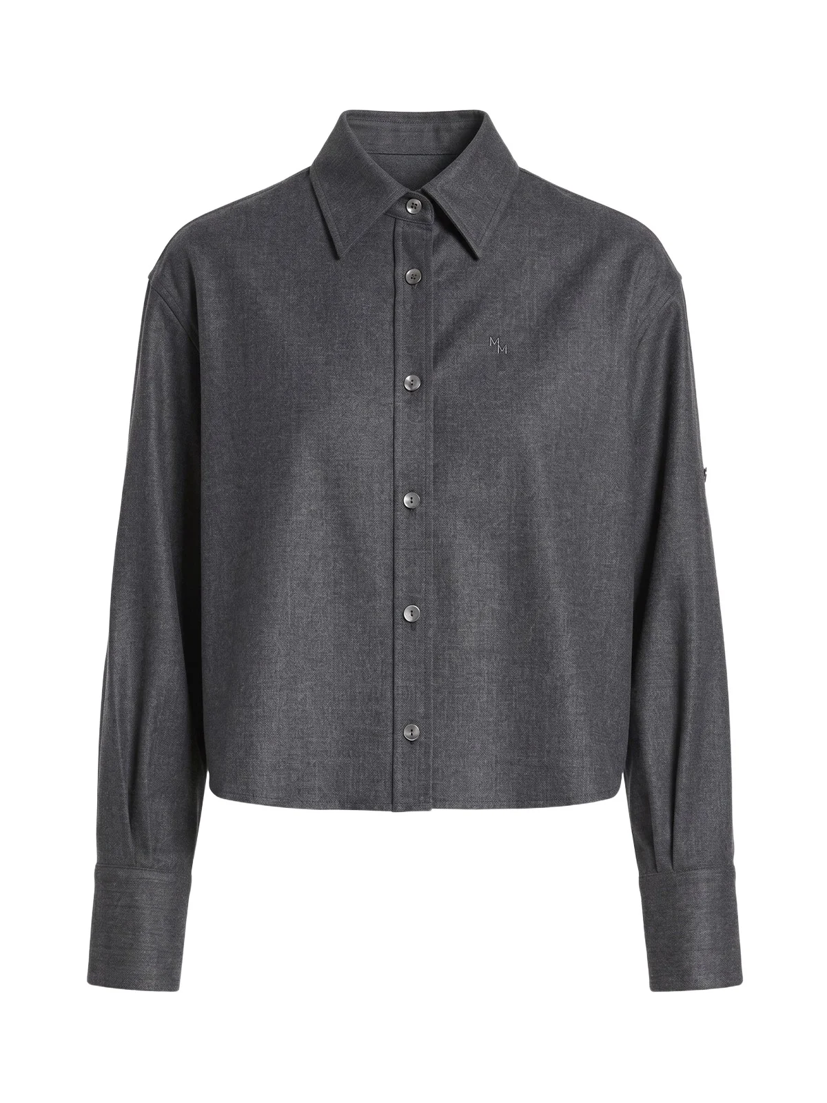 Button Sleeve Cropped Wool Shirt