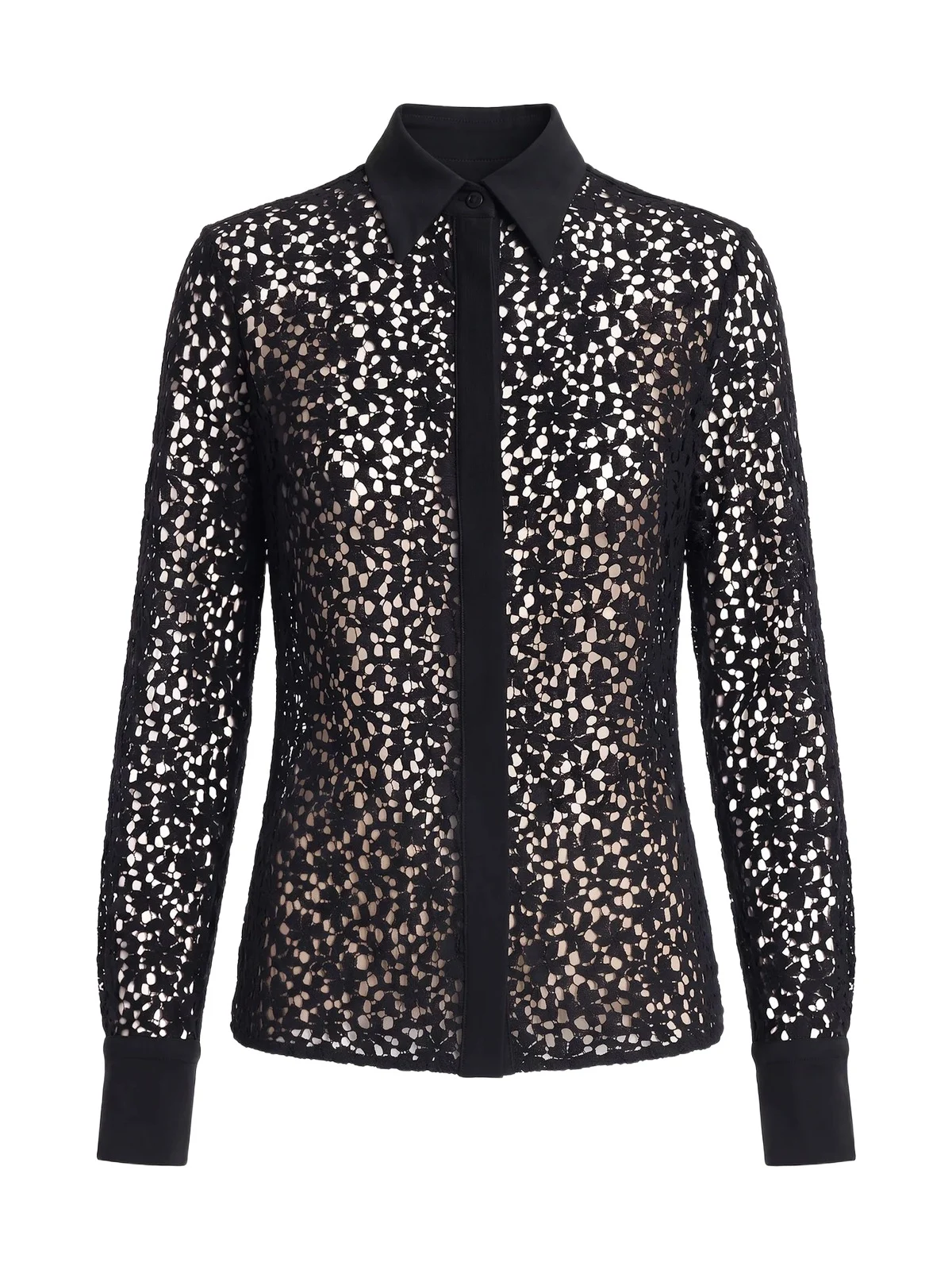 Covered Placket Slim Lace Shirt Covered Placket Slim Lace Shirt