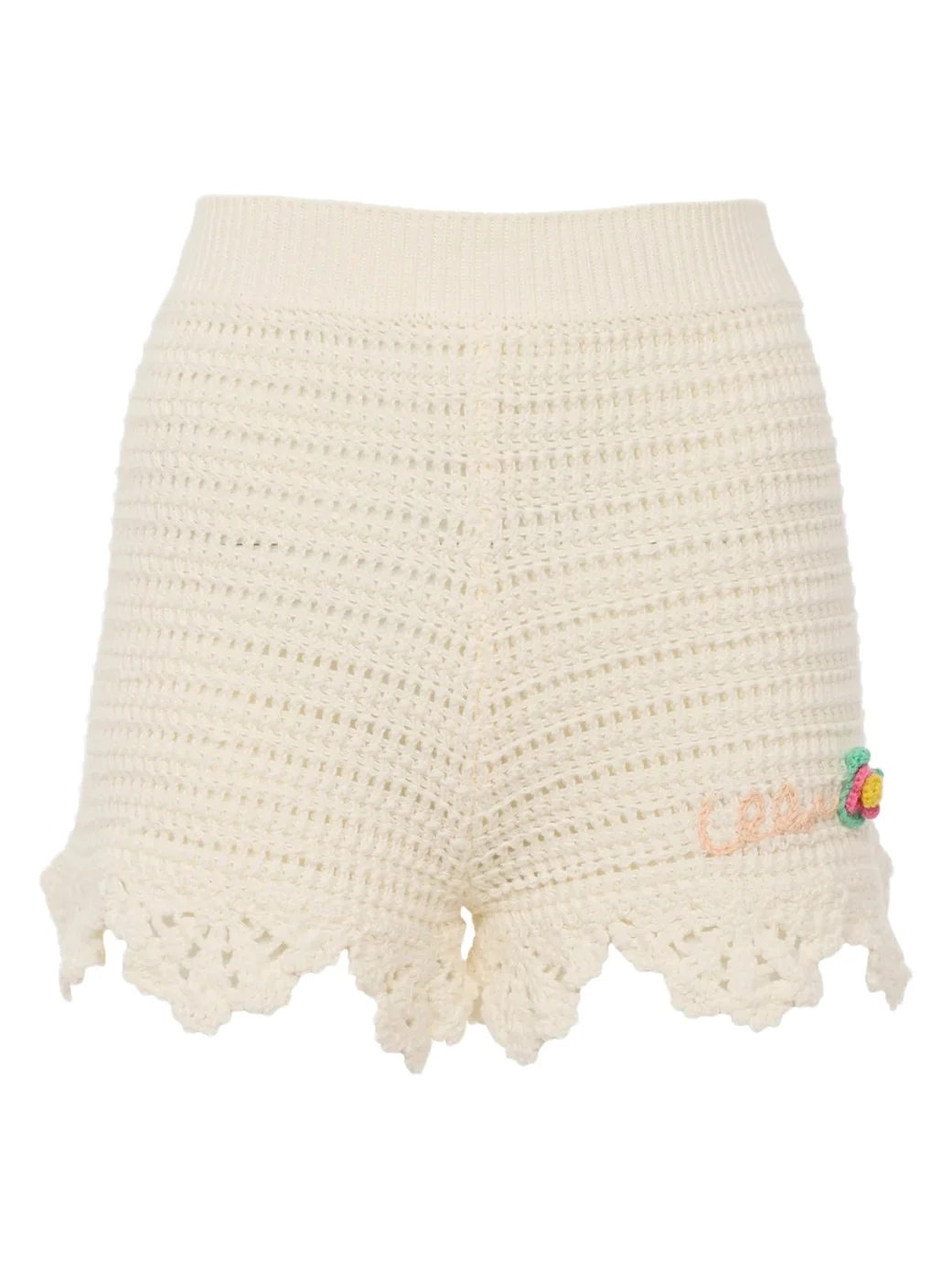 Crochet Knit High-Waisted Logo Mini Shorts Crochet Knit High-Waisted Logo Mini Shorts