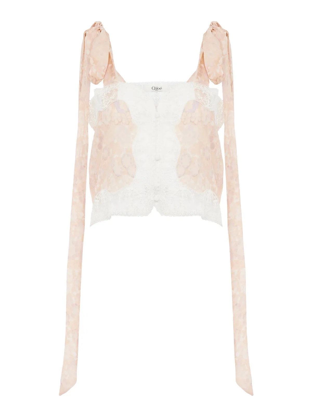 Knotted-Strap Silk Charmeuse and Lace Crop Top Knotted-Strap Silk Charmeuse and Lace Crop Top