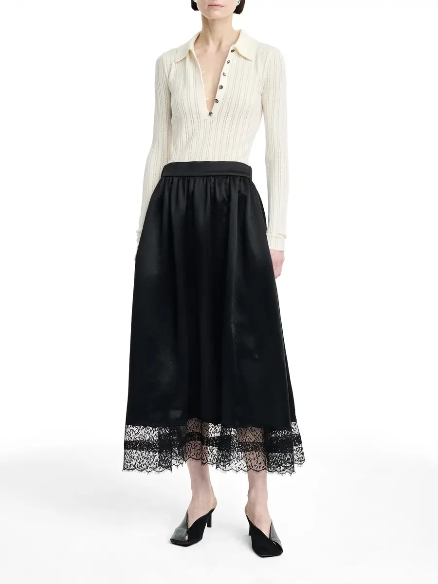 Maria McManus Lace-Trim Gathered Midi Skirt | Thumbnail 3