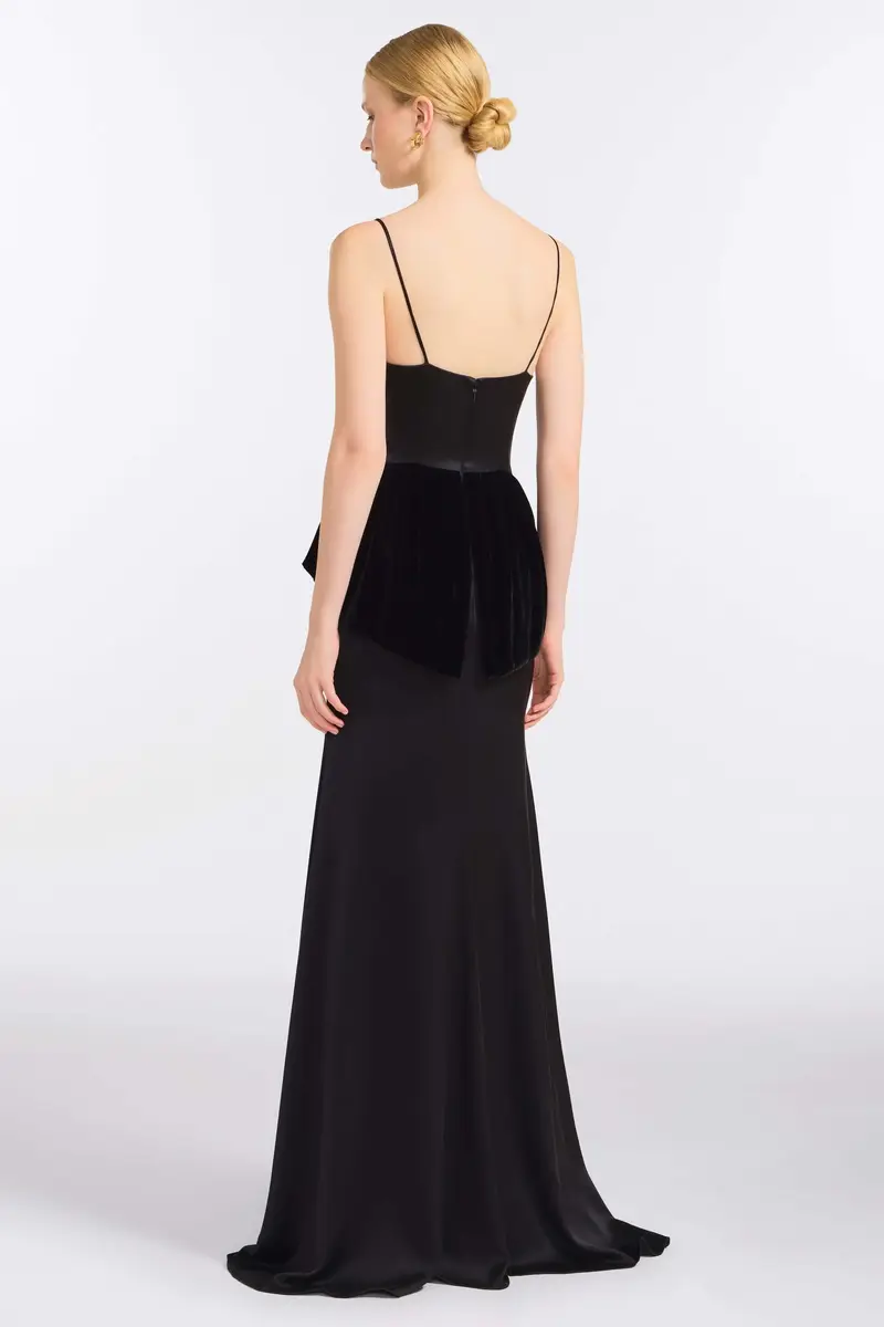 Markarian Neroli Black Satin and Velvet Gown | Thumbnail 4 Markarian Neroli Black Satin and Velvet Gown | Thumbnail 4