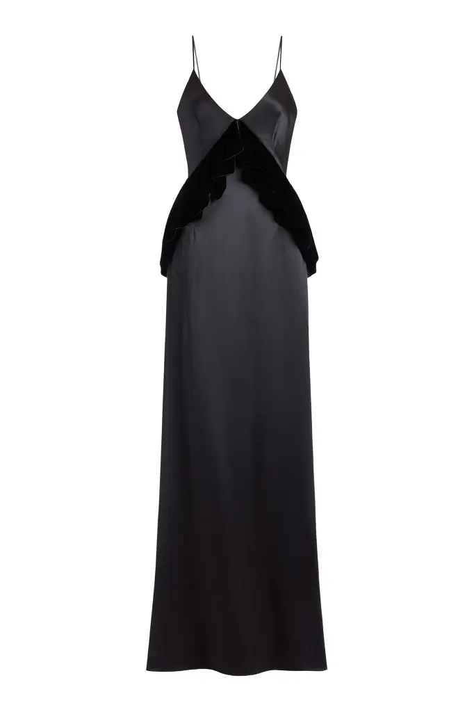 Markarian Neroli Black Satin and Velvet Gown