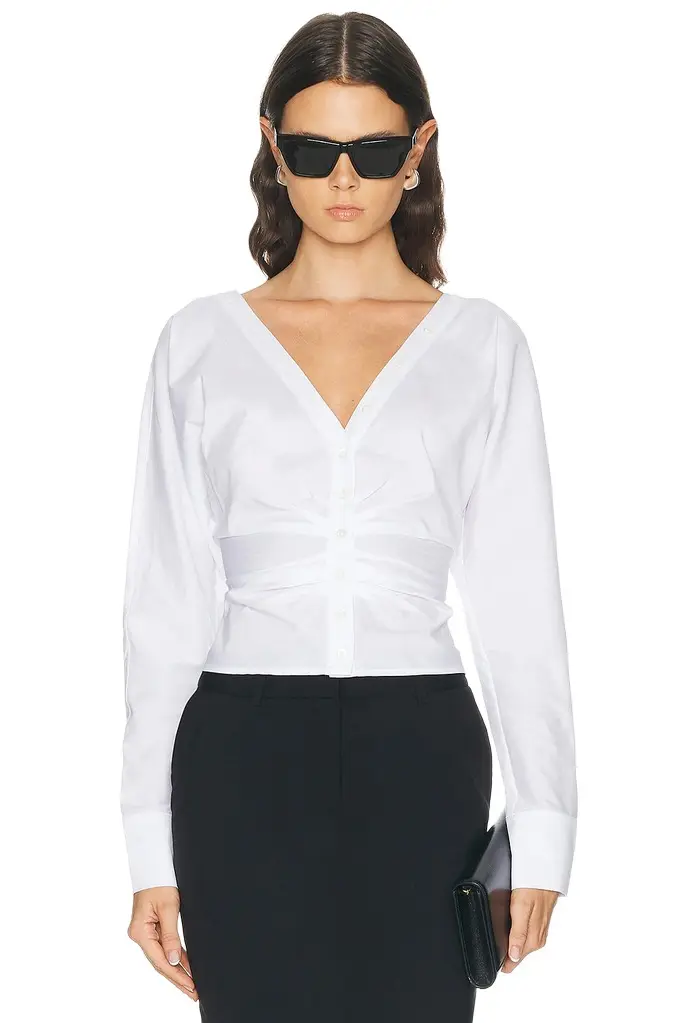 Fleur du Mal Ruched Poplin Shirt