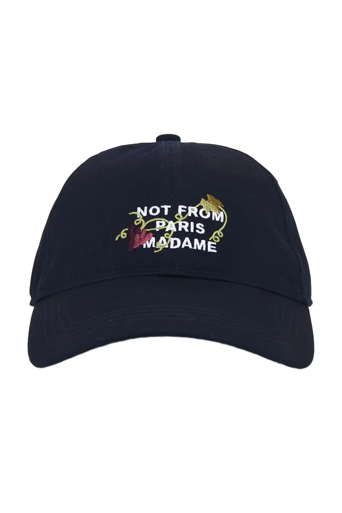 Drôle de Monsieur Vine Embroidered Slogan Cap