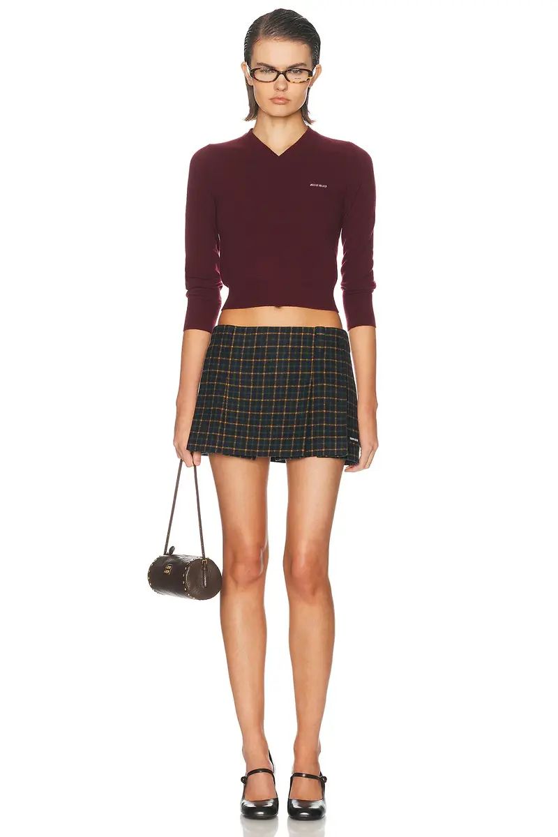 Miu Miu Check Color Skirt | Thumbnail 5 Miu Miu Check Color Skirt | Thumbnail 5