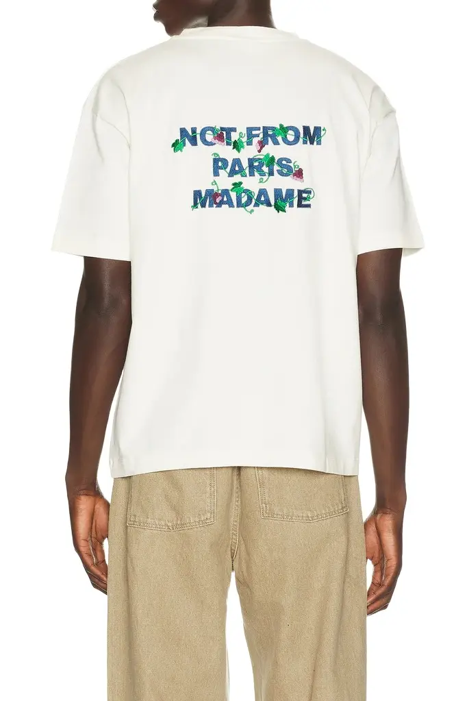Drôle de Monsieur Vine Embroidered Slogan Tee Shirt
