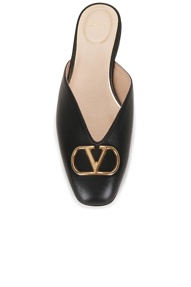 Valentino Garavani V Logo Signature Nappa Mule Flat | Thumbnail 3 Valentino Garavani V Logo Signature Nappa Mule Flat | Thumbnail 3