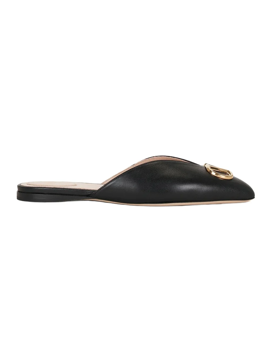 Valentino Garavani V Logo Signature Nappa Mule Flat