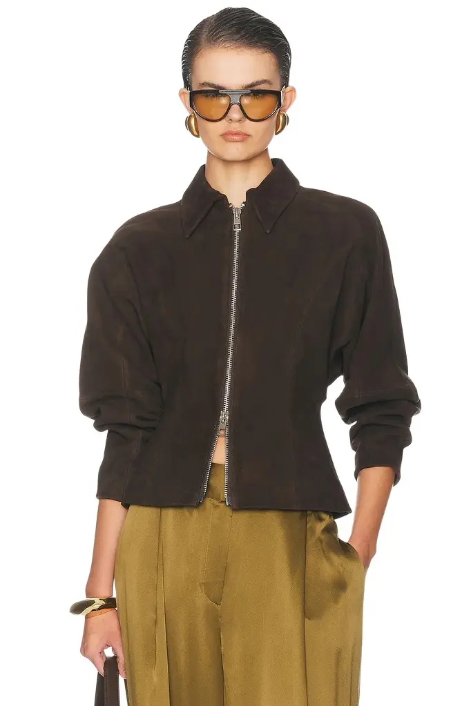 THE SEI Fitted Leather Jacket