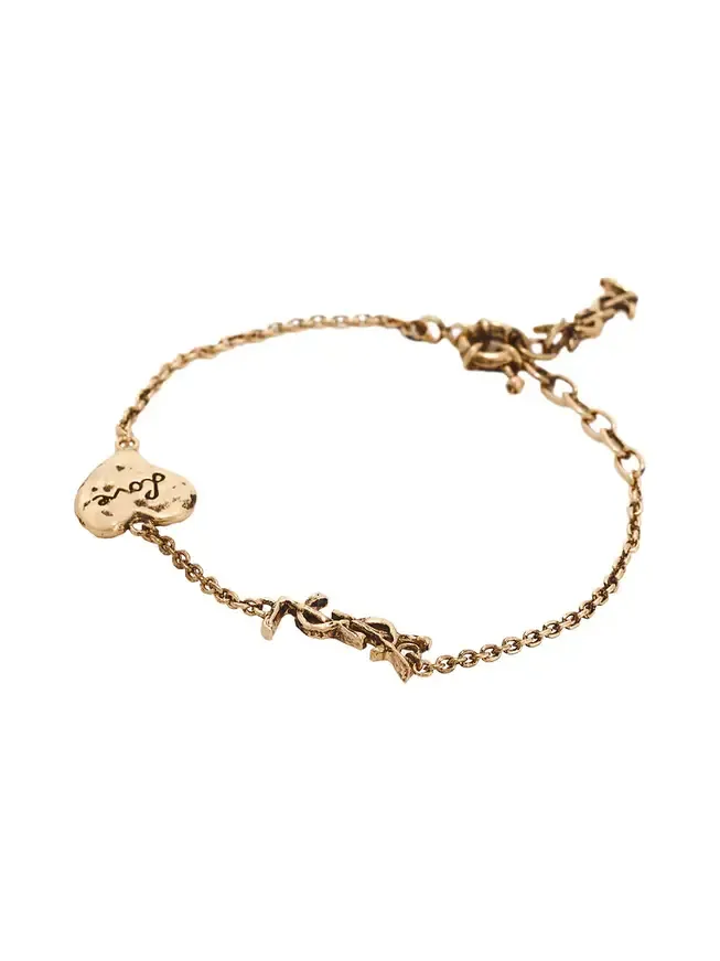 Saint Laurent Thin YSL & Heart Bracelet
