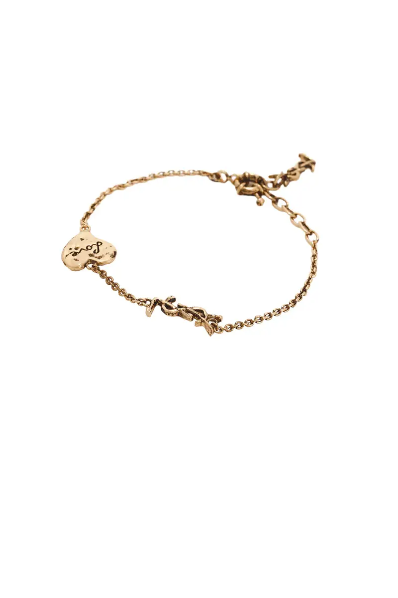 Saint Laurent Thin YSL & Heart Bracelet