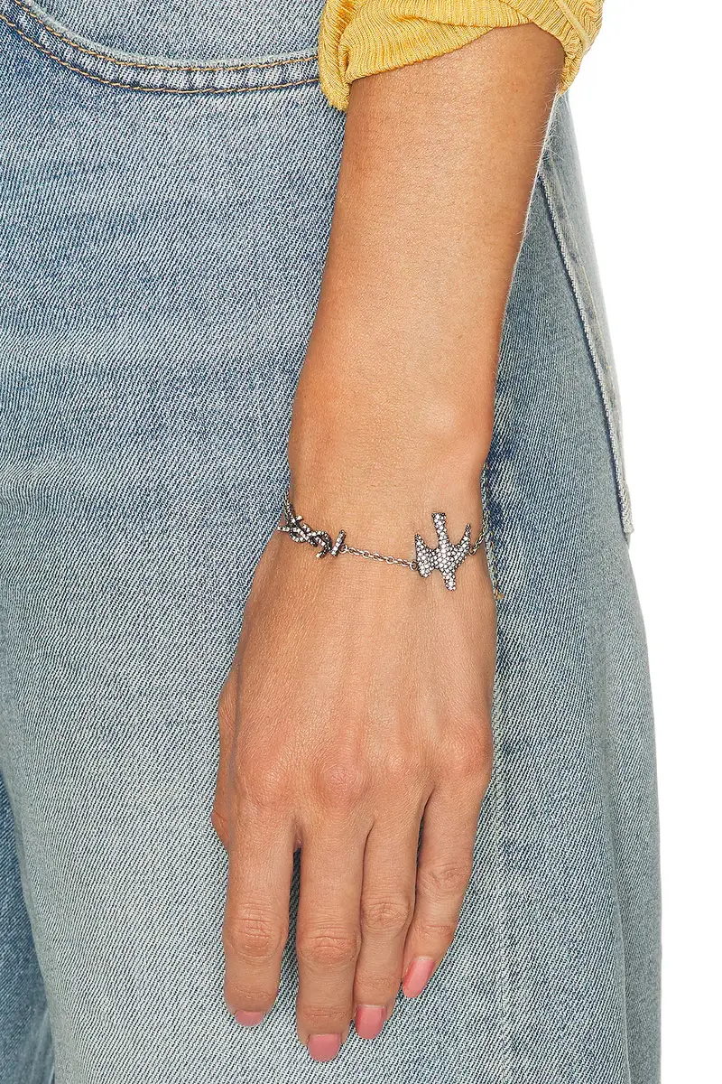 Saint Laurent Thin YSL & Dove Bracelet | Thumbnail 2 Saint Laurent Thin YSL & Dove Bracelet | Thumbnail 2