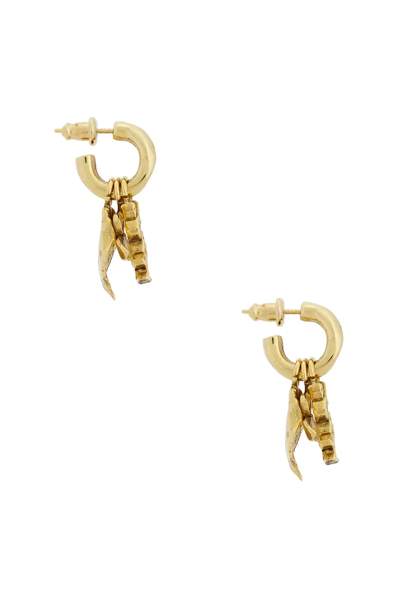 Saint Laurent YSL Leave & Hydrangea Charm Hoop Earrings | Thumbnail 3 Saint Laurent YSL Leave & Hydrangea Charm Hoop Earrings | Thumbnail 3