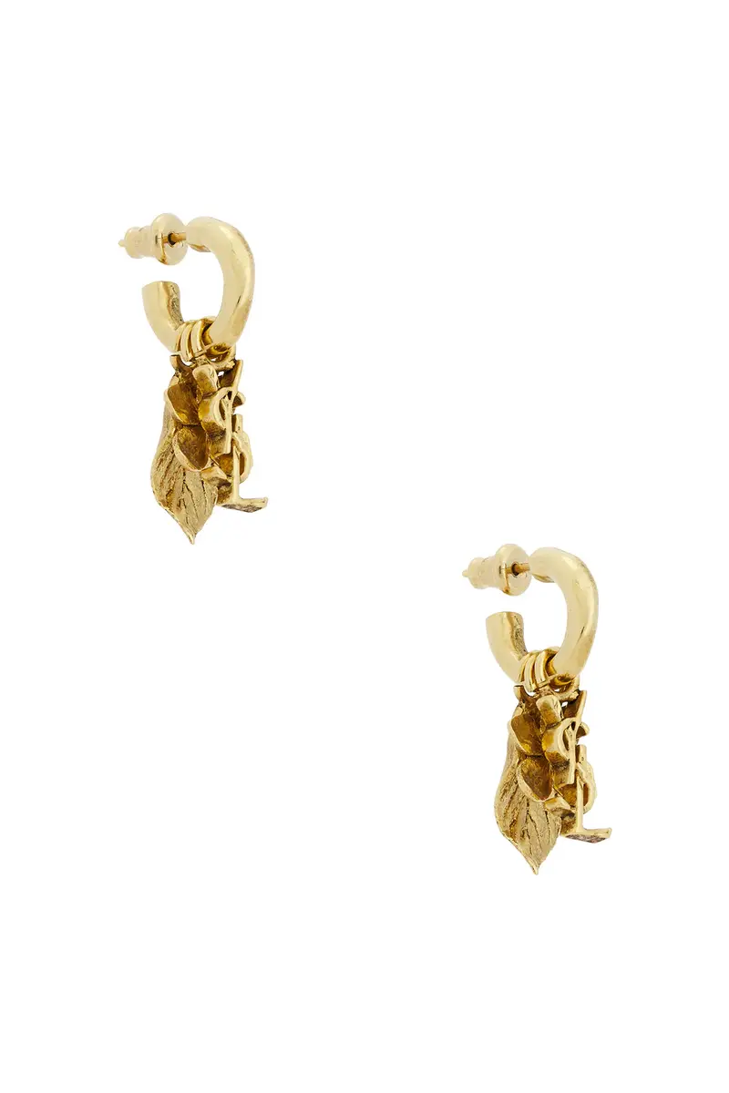 YSL Leave & Hydrangea Charm Hoop Earrings YSL Leave & Hydrangea Charm Hoop Earrings
