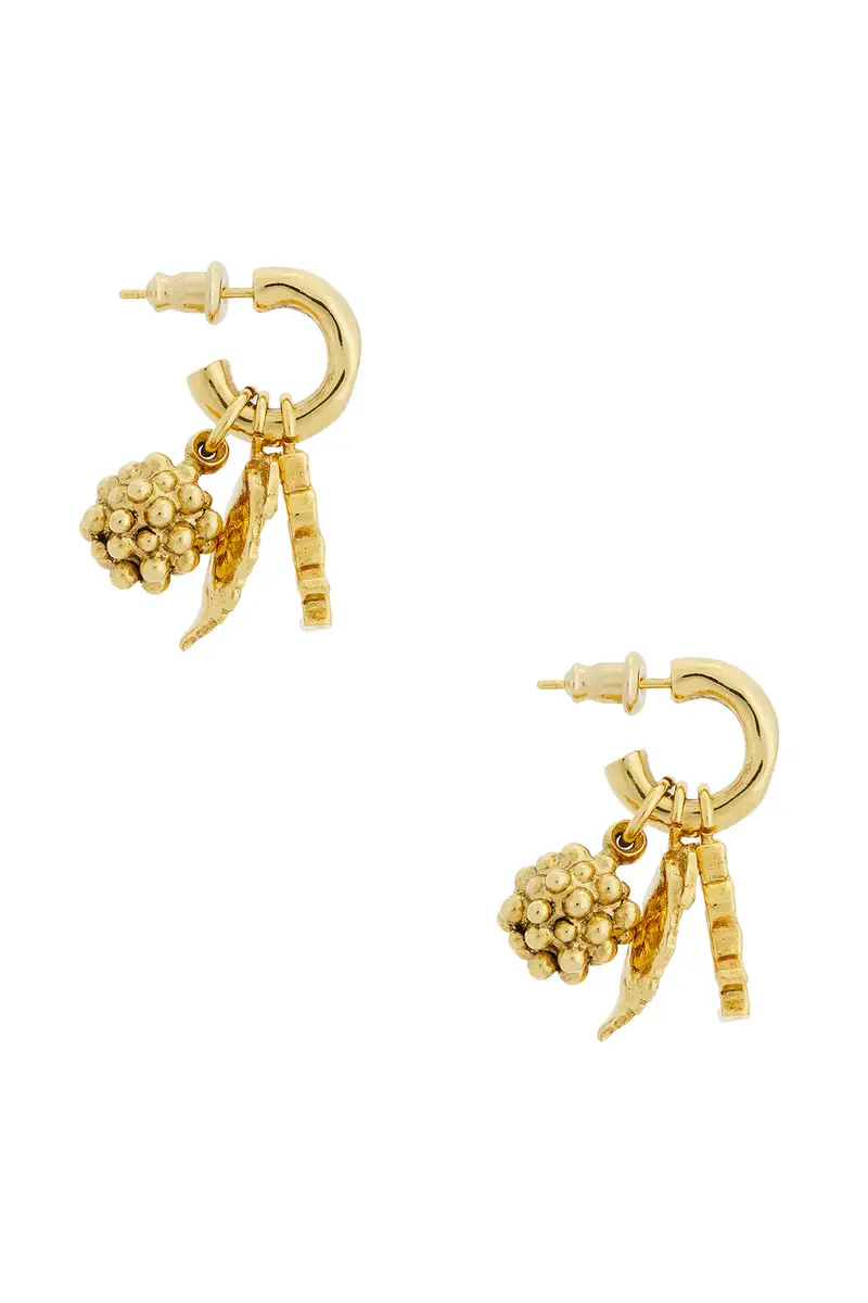Saint Laurent YSL Leaf & Mulberry Charm Hoop Earrings | Thumbnail 3 Saint Laurent YSL Leaf & Mulberry Charm Hoop Earrings | Thumbnail 3