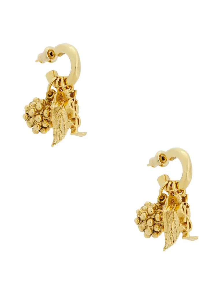 YSL Leaf & Mulberry Charm Hoop Earrings YSL Leaf & Mulberry Charm Hoop Earrings