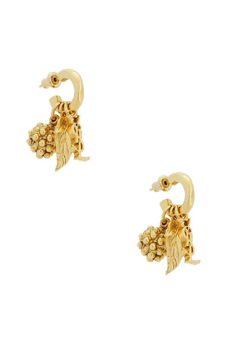 YSL Leaf & Mulberry Charm Hoop Earrings YSL Leaf & Mulberry Charm Hoop Earrings