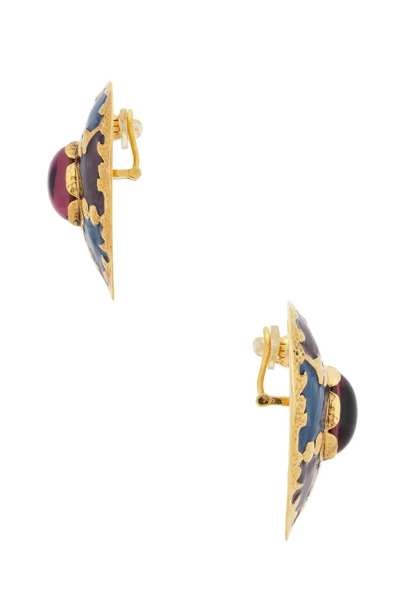 Saint Laurent Harlequin Cabochons Heart Earrings | Thumbnail 3 Saint Laurent Harlequin Cabochons Heart Earrings | Thumbnail 3