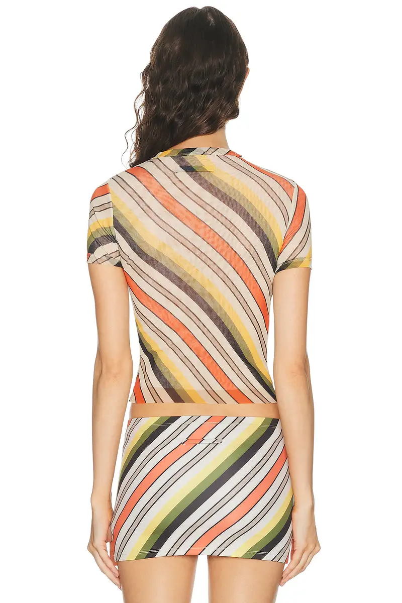 Jean Paul Gaultier Mesh Printed Retro Stripe Baby Tee | Thumbnail 3 Jean Paul Gaultier Mesh Printed Retro Stripe Baby Tee | Thumbnail 3