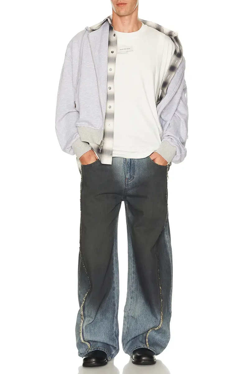 FENG CHEN WANG Double Waist Gradient Indigo Denim Trousers | Thumbnail 4 FENG CHEN WANG Double Waist Gradient Indigo Denim Trousers | Thumbnail 4