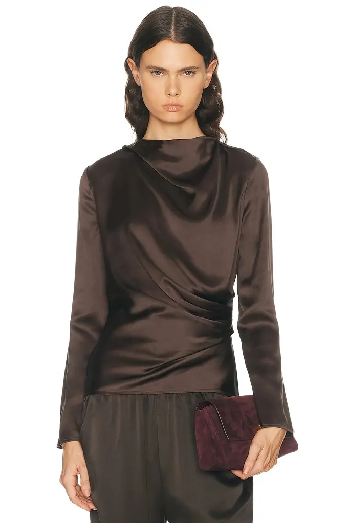 Loulou de Saison Anya Draped Long Sleeve Top