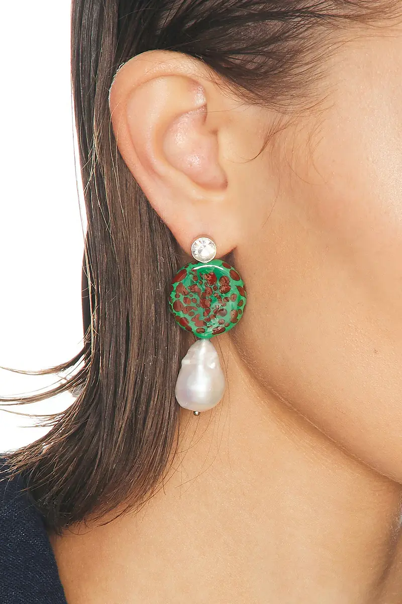 Dries Van Noten Handmade Artisanal Glass Disc Earrings | Thumbnail 2