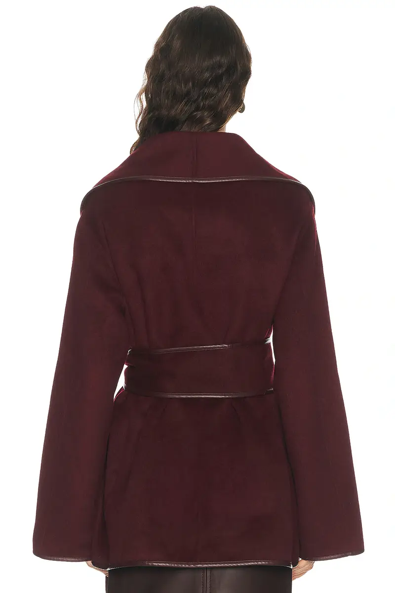 SEROYA Dulcetta Wool Coat With Leather Piping | Thumbnail 4 SEROYA Dulcetta Wool Coat With Leather Piping | Thumbnail 4