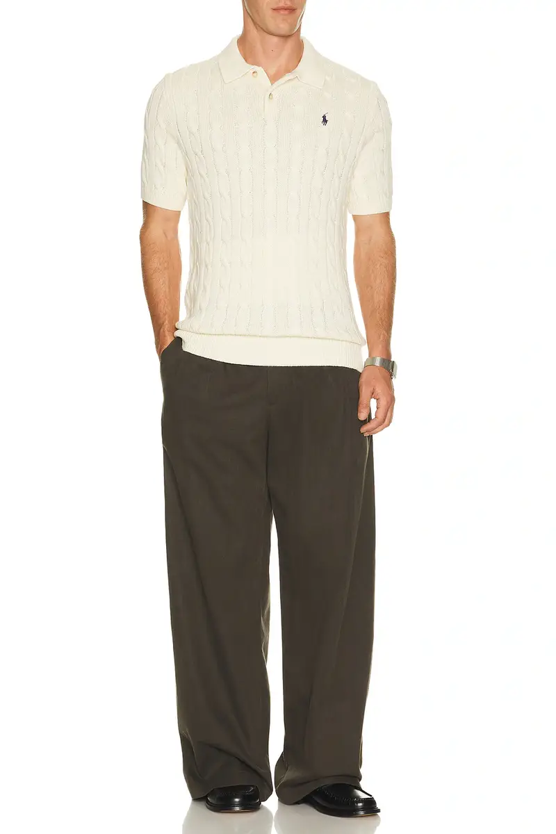 Polo Ralph Lauren Short Sleeve Cotton Cable Knit Polo Sweater | Thumbnail 3