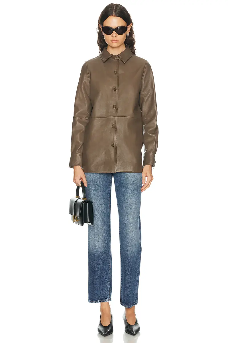 RÓHE Leather Pankou Closure Overshirt | Thumbnail 4 RÓHE Leather Pankou Closure Overshirt | Thumbnail 4