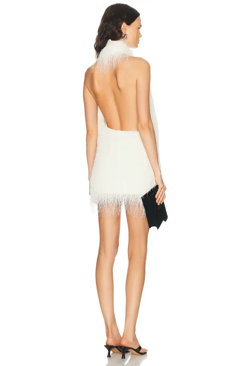 Aexae Polyester Fringe Halter Mini Dress | Thumbnail 3 Aexae Polyester Fringe Halter Mini Dress | Thumbnail 3