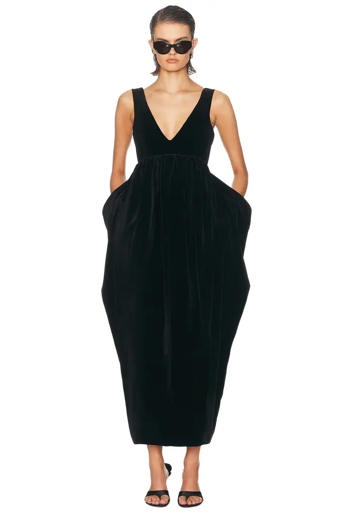 Sculptural Volume Velvet Dress