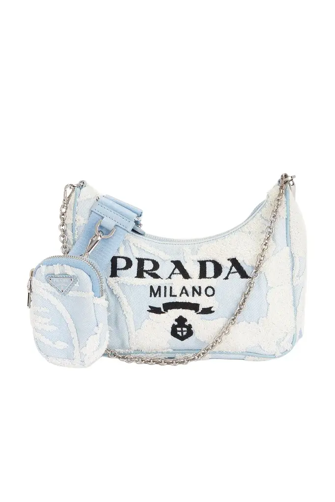 Prada Embroidered Drill Re-Edition 2005 Shoulder Bag