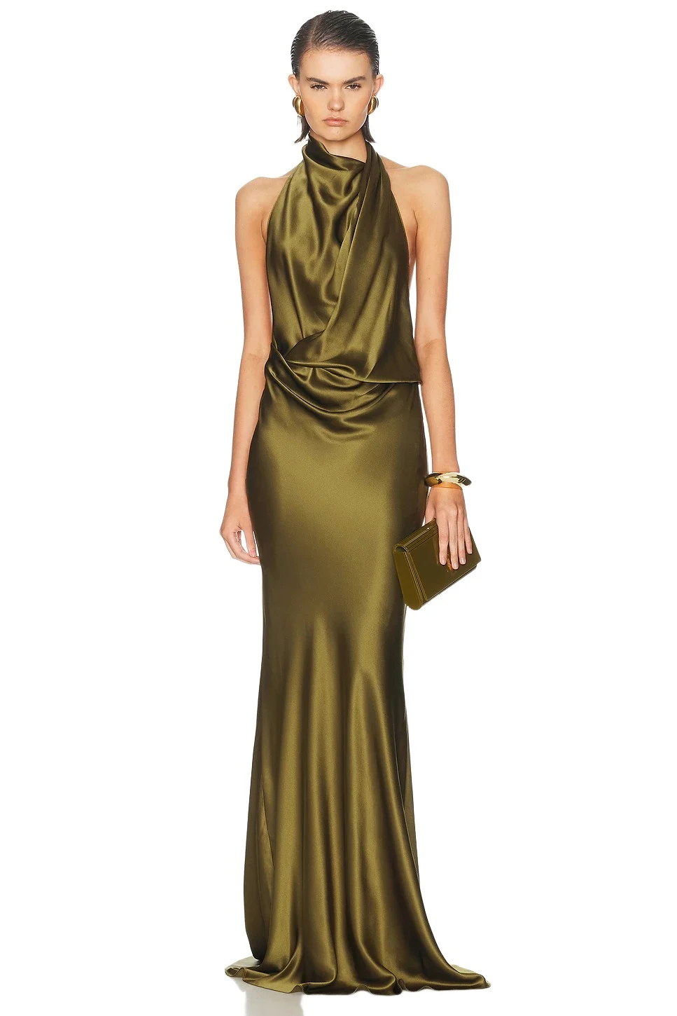 Halter Drape Bias Gown