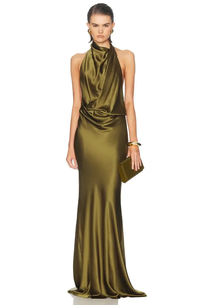 THE SEI Halter Drape Bias Gown