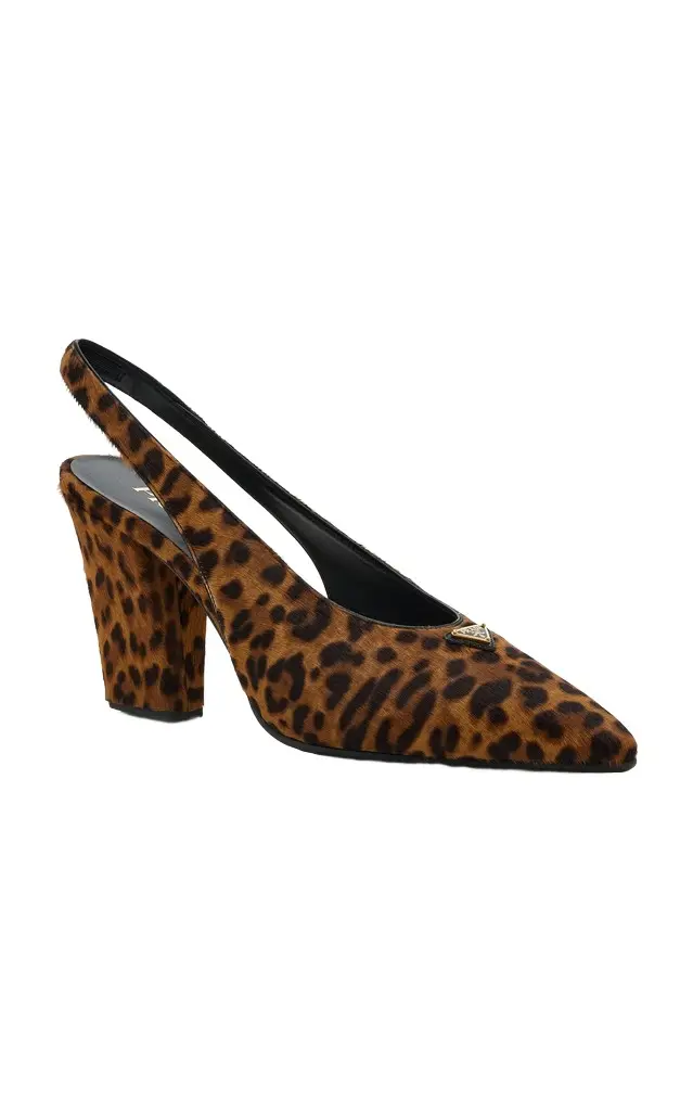 Prada Leopard Pony Hair Slingback Pumps