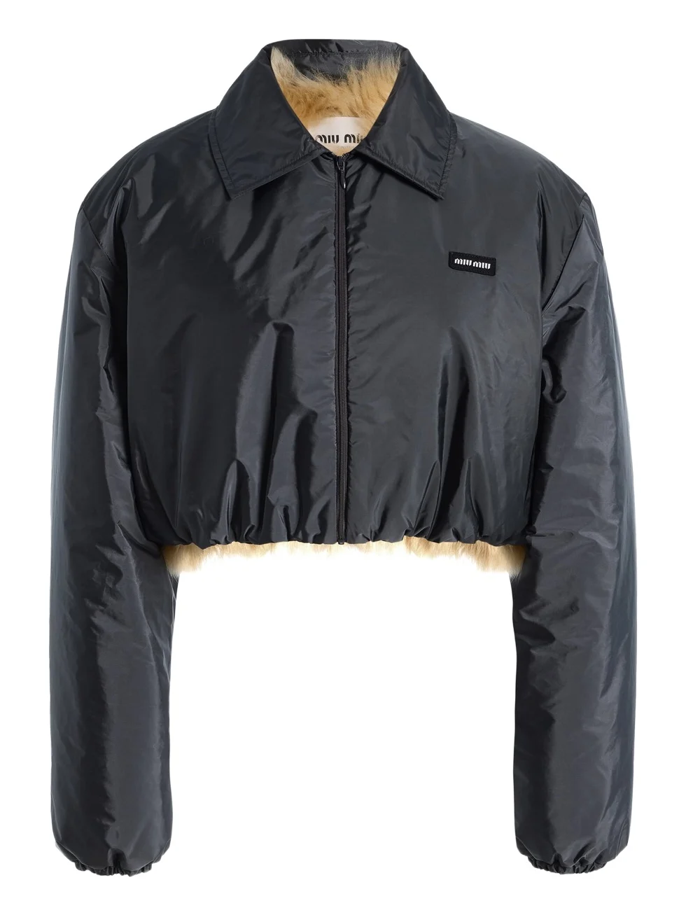 Miu Miu Shearling-Lined Tech-Fabric Blouson Jacket
