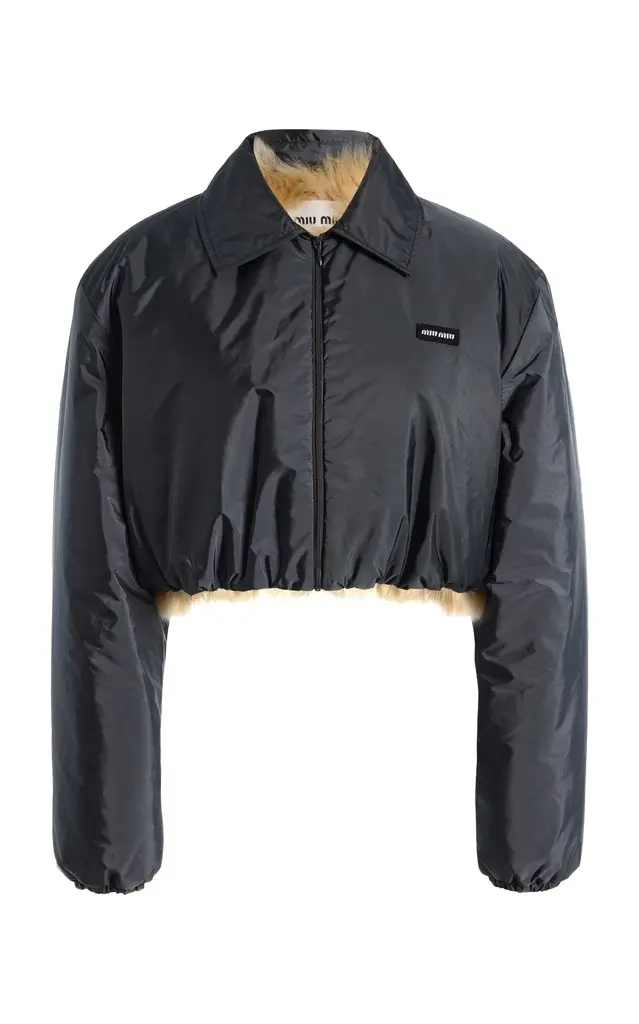 Shearling-Lined Tech-Fabric Blouson Jacket Shearling-Lined Tech-Fabric Blouson Jacket