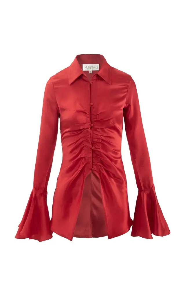 LA FUORI Vermillion Rose Silk Shirt