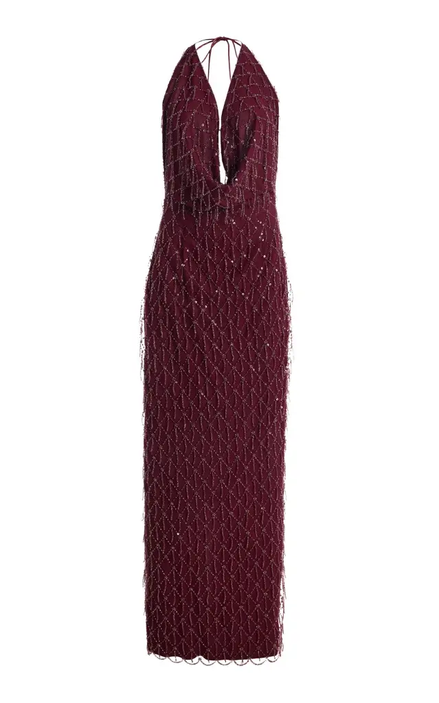 ROTATE Halterneck Sequined Maxi Dress