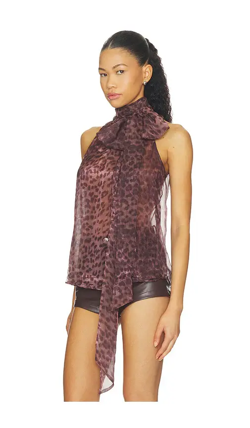 Bardot Arlette Neck Tie Printed Top | Thumbnail 2 Bardot Arlette Neck Tie Printed Top | Thumbnail 2