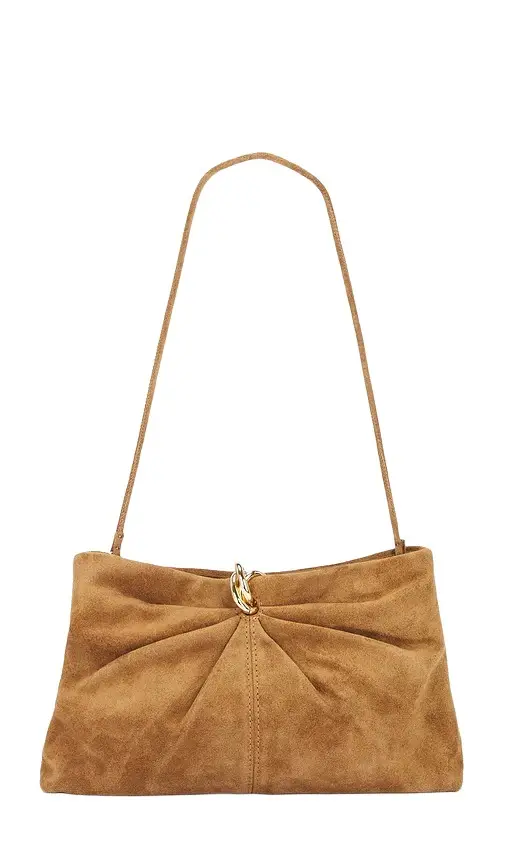 Loeffler Randall Toffee Split Suede With Gold Hardware Clutch