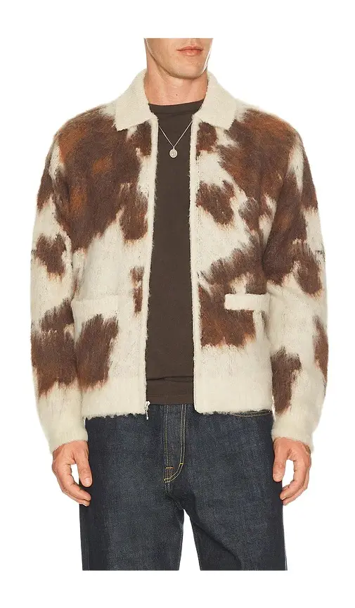 Cow Pattern Zip Sweater Cow Pattern Zip Sweater