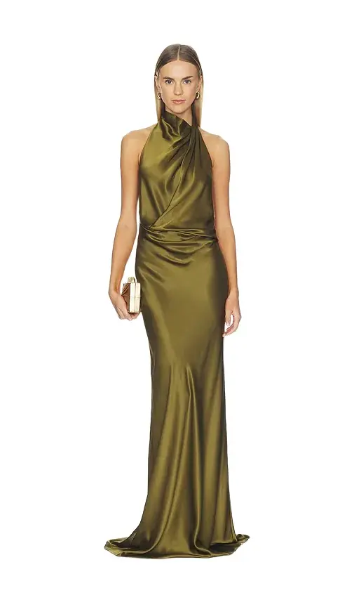 THE SEI Halter Drape Bias Gown