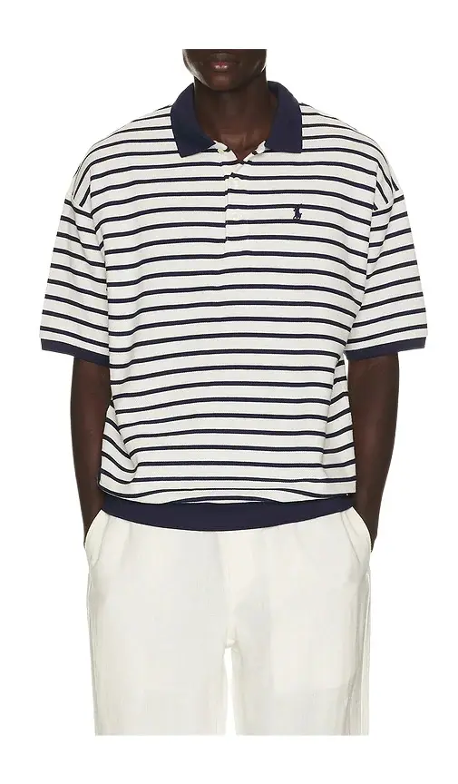 Polo Ralph Lauren Short Sleeve Yarn Dyed Jacquard Textured Interlock Striped Polo
