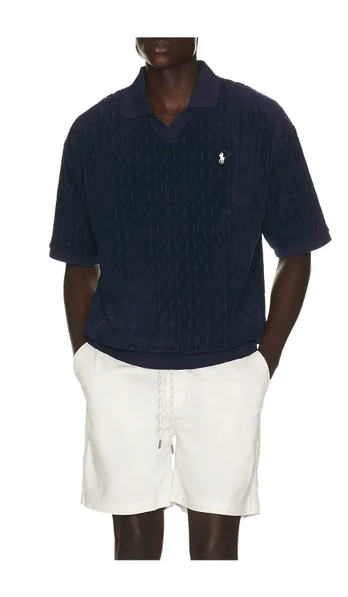 Polo Ralph Lauren Short Sleeve Cable Terry Johnny Collar Polo