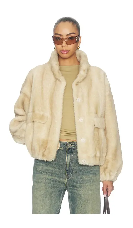 Apparis Iris Shaved Faux Mink Bomber Jacket | Thumbnail 2 Apparis Iris Shaved Faux Mink Bomber Jacket | Thumbnail 2